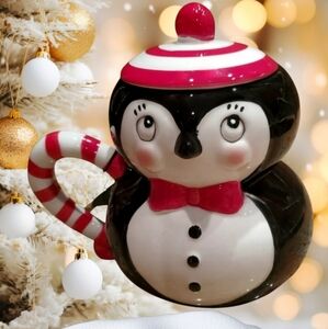 NWT Johanna Parker Collectible Christmas Penguin 🐧 Mug w/Topper